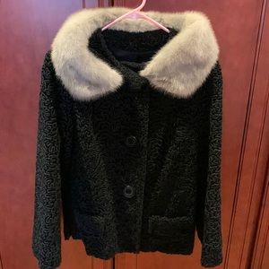 Gorgeous Persian lamb coat with genuine mink collar.
